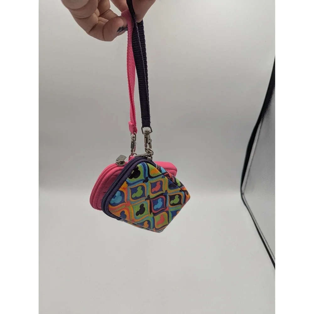 Disney Mickey Mouse Tech Pouch Set Pink & Multicolor Pattern Small Cases